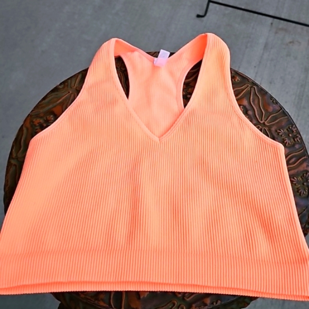 Zenana Womens Nwots Lg/Xlg Neon Orange Ribbed Crop Top/bralette. Gorgeous